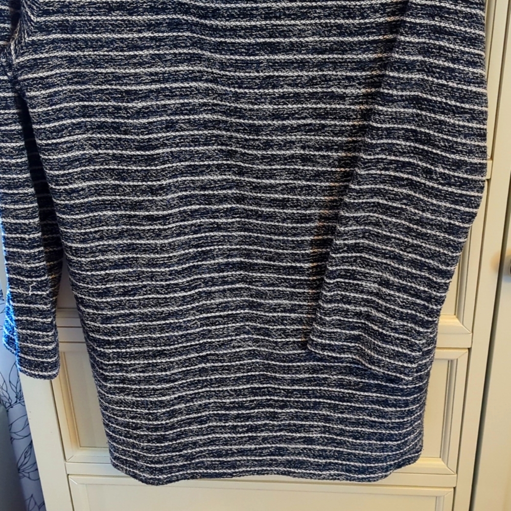 LOFT Dark Navy Blue and White Cowl Neck Sweater - Picture 4 of 7